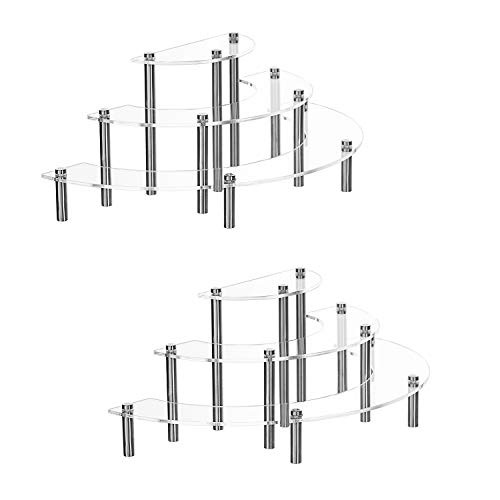 YESTBUY 2 PACK ACRYLIC RISERS DISPLAY STAND FOR POP FIGURE 98-AY03-SXQW - SILVER