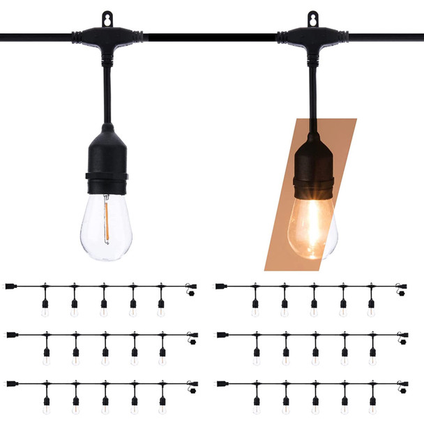LANDIA HOME (2X48FT) LED HD STRING LIGHT 30 HANGING SOCKETS 32 LED BULBS - BLACK