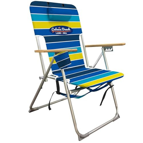 Cabana Beach Folding Beach Chair, 4 Position Portable Backpack Foldable - Stripe