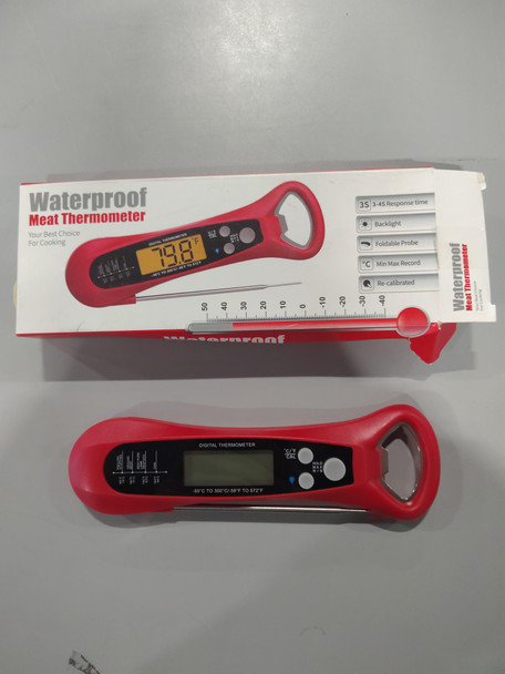 GENERIC FOLDABLE INSTANT READ WATERPROOF DIGITAL MEAT THERMOMETER - RED