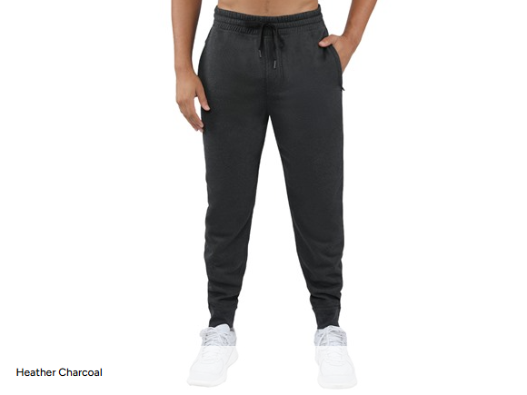 90 DEGREE BY REFLEX 90 DEGREE MEN'S JOGGER PANTS ZIPPER POCKETS - HTR-CHARCOAL New