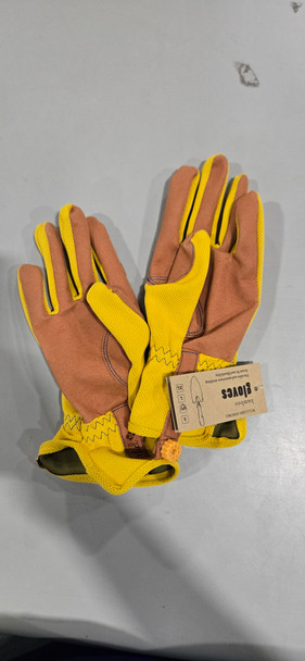 ETHEL GLOVES FOR GARDENING, SIMULATED LEATHER, BAMBOO SIZE: M - YELLOW BROWN
