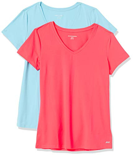 AMAZON ESSENTIALS WOMEN'S ACTIVE QUICK DRY TECH STRETCH TEE V-NECK, SIZE SM New