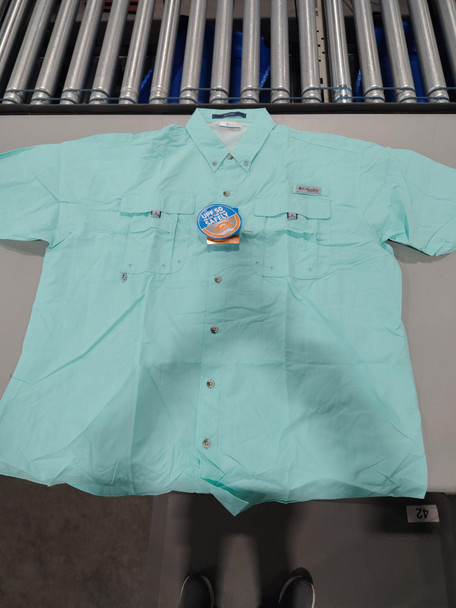 COLUMBIA PFG QUICK DRY SHIRT SIZE: MEN XL - TURQUOISE New