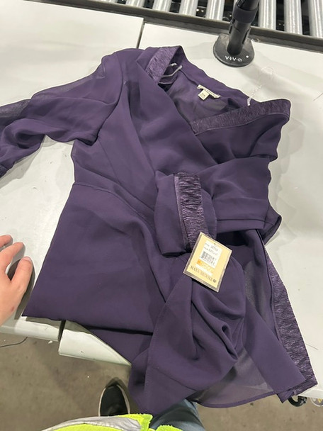 MAYA BROOKE PLUS SIZE LE BOS SATIN TRIM DUSTER JACKET SIZE: 16 W - EGGPLANT New