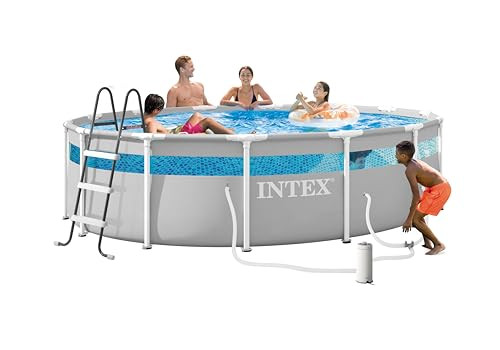 INTEX 26721MZ 14FT X 42IN PRISM FRAME CLEARVIEW ABOVE GROUND POOL Set - Grey