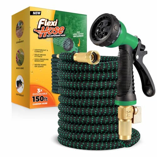 FLEXI HOSE WITH 8 FUNCTION, 150FT - LIGHTWEIGHT, NO-KINK, 3/4, FH-GHS-150-G