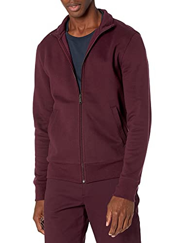AE1897988 Amazon Men's Sweatshirt, Mock Neck, Fleece Zip Up, Burgundy, M New