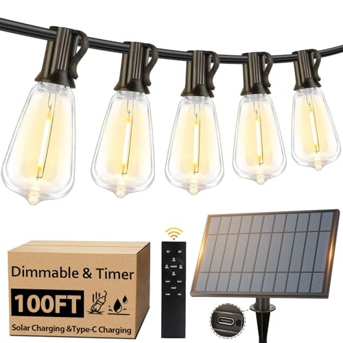 BOSCEOS SOLAR STRING LIGHTS OUTDOOR WATERPROOF 100FT WITH REMOTE 52 PACK - BLACK New