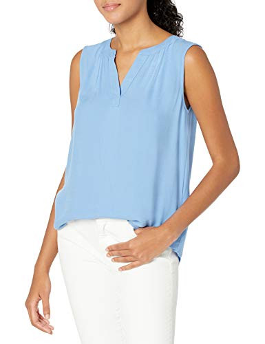 Amazon Essentials Women's Relaxed Fit Sleeveless V-Neck Woven Shirt - Blue, XS New