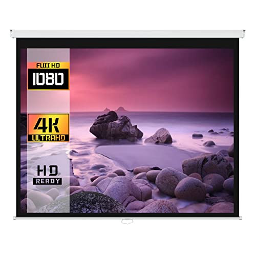 INLAND ProHT 84" 16:9 Aspect Ratio, Pull Down Projector Screen, Matte White New