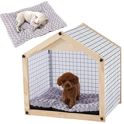 B09MHJK8VW Megidok Dog House Bed Pad Pet Teepee Rose Velvet Cushion, Plaid New