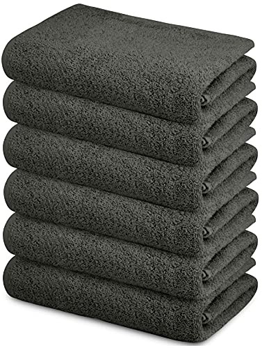 SIMPLY LOFTY 100% COTTON BATH TOWELS SET 6 ULTRA SOFT CHARCOAL GRAY - CHARCOAL New