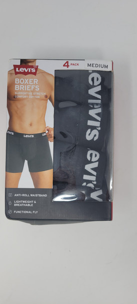 LEVI'S MEN'S 4-PACK BOXER BRIEF, SOFT COTTON TAG-FREE - SIZE: MEN M - BLACK New