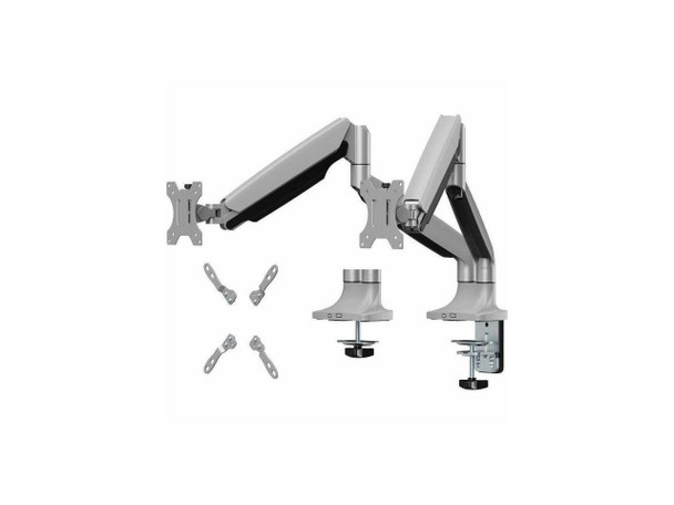 SIIG Dual 43" Mechanical Spring Monitor Arm Desk Mount- Gray - Fits 17"- 43"