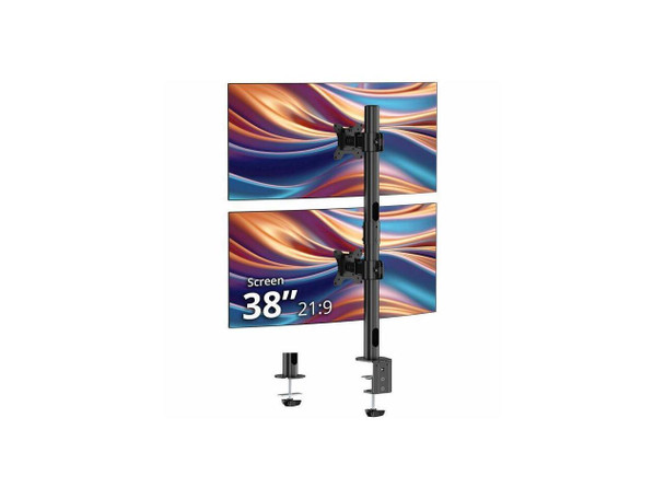 SIIG Dual 38" Stack Monitor Pole Mount - Black - Fits 13-38" Screens, up to 26.5