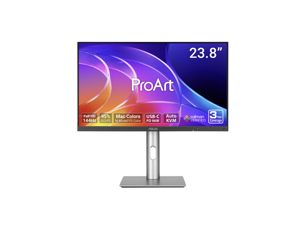ASUS ProArt 24 inch Full HD 144Hz IPS USB-C Auto KVM with Height Adjustable &