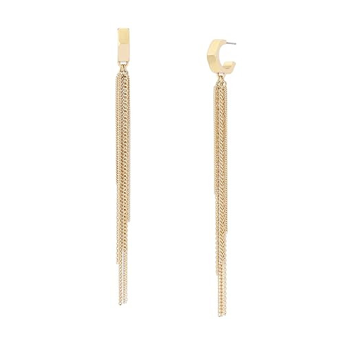 ALLSAINTS JEWELRY WOMEN'S RAE HEXAGON CHAIN FRINGE EARRINGS GOLD BRASS New