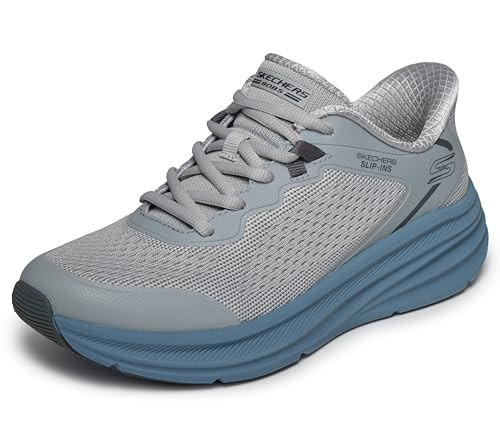 117756 SKECHERS WOMEN BOBS SKILLZ HANDS FREE SLIP-INS, SIZE 7.5, GREY/BLUE