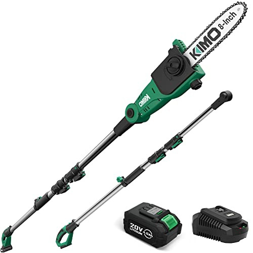 KIMO 20V Cordless Pole Saw Tree Trimming 4.0AH 13ft Telescopic - Green New