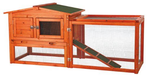 TRIXIE NATURA ANIMAL HUTCH WITH OUTDOOR RUN 61" L X 20.75" W X 27.5" H - BROWN New