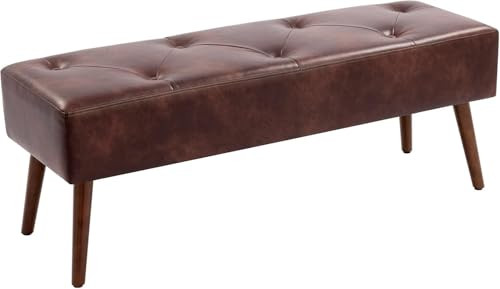 Furnimart Faux Leather Bench Ottoman  Tufted Button B09R4WJMXG - Dark Brown New