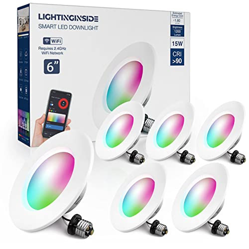 Smart Lighting 5/6" LED Recessed 90+CRI 2700-6500K+RGB LED 15W (100W) 6 PCS