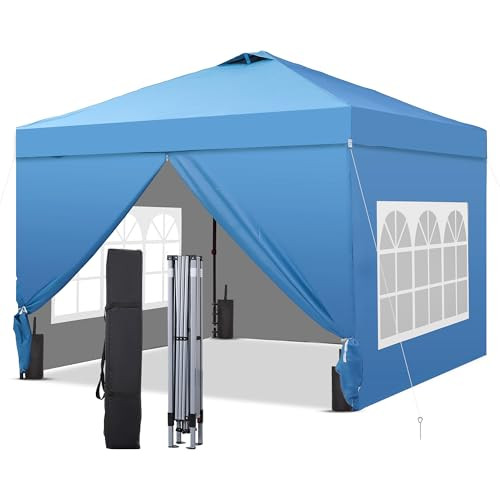 GDY 10x10 Pop Up Canopy Tent with 4 Sidewalls, Blue-Gold - Blue Gold