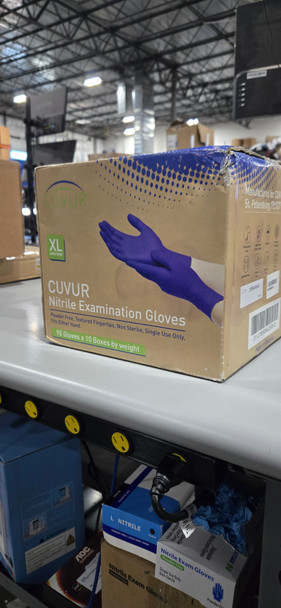 POWDER-FREE NITRILE GLOVES MEDICAL 90 /CASE - 10 CASES/BOX  SIZE: XL - BLUE New