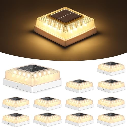 BRIGHTEVER 3.5X3.5 4X4 SOLAR POST CAP LIGHT OUTDOOR 12-PACK WHITE