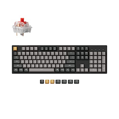 KEYCHRON C2 PRO Wired QMK/VIA Mechanical Keyboard Red Switch C2P-K1-AZ - Black