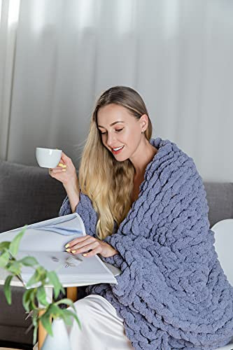 Chenille Chunky Knit Throw Blanket Cable Knitted Soft Cozy Polyester B088FK6QRZ