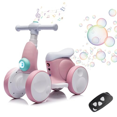 WANGWANGWANG 6V Electric Baby Balance Bike,4 Wheels,Remote Control - Pink