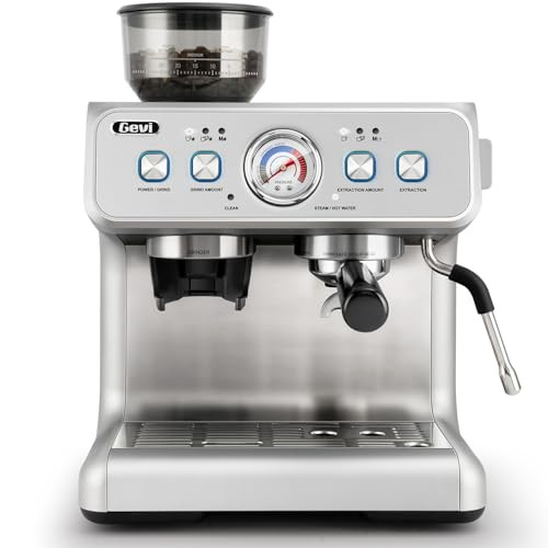 GEVI DUAL BOILER ESPRESSO MACHINE WITH GRINDER & 58MM PORTAFILTER - SILVER