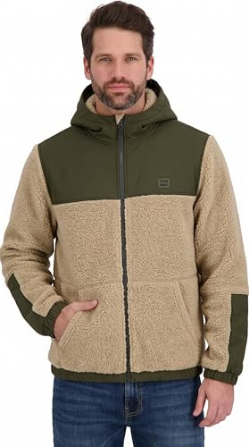 BILLABONG MENS FULL ZIP SHERPA HOODIE JACKET MEDIUM - SAND New