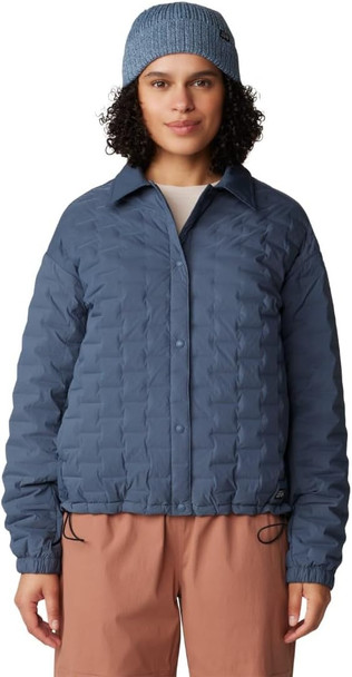 MOUNTAIN HARDWEAR STRETCHDOWN LIGHT SNAP JACKET - SIZE: WOMEN L - MOON BLUE New