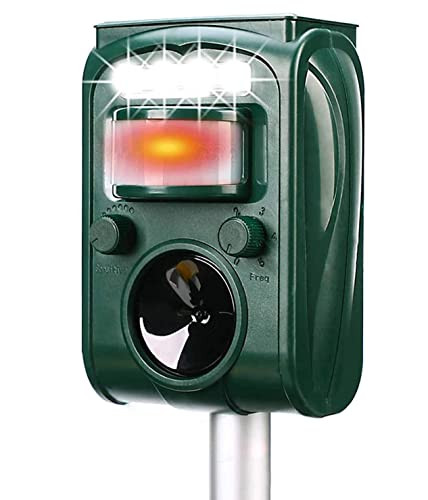 FAYINWBO SOLAR ULTRASONIC ANIMAL REPELLER MOTION DETECTION SIREN FLASH - GREEN