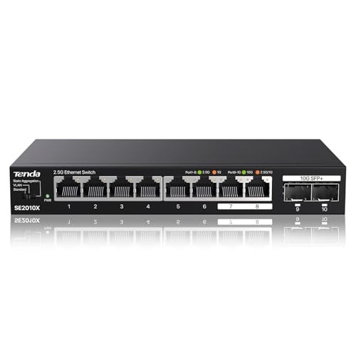 TENDA 2.5GB ETHERNET SWITCH | 10 PORT 2.5G NETWORK SWITCH | VLAN &STATIC - BLACK