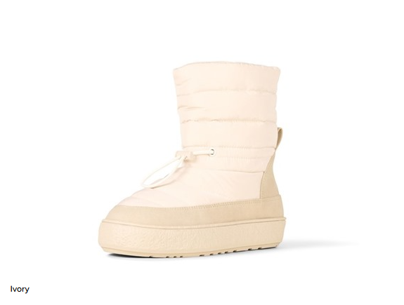 AMAZON ESSENTIALS WOMEN'S PULL ON PUFFER BOOT - SIZE: WOMEN 8.5  - IVORY New