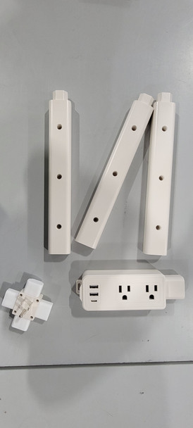 BUEBEO MODULAR OUTLET EXTENDER STICK, 17.5-36IN 360° 4-DIRECTION - NATURAL WHITE