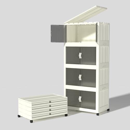 CETOMO 35L*4 PLASTIC FOLDABLE STORAGE BOXES WITH LID FOLDING STORAGE CABINET