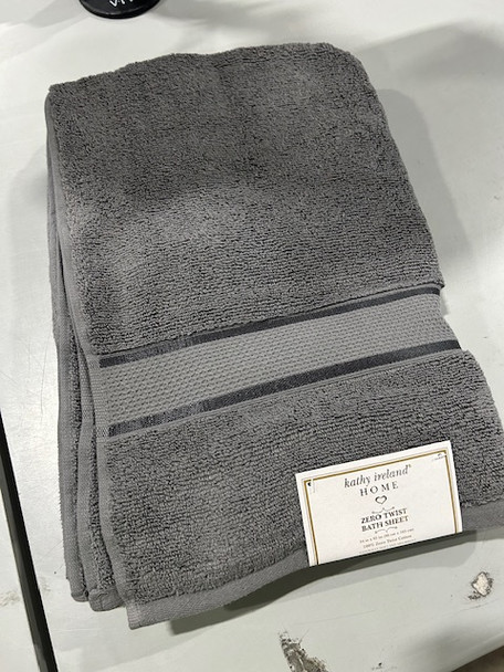 KATHY IRELAND BATH TOWEL 34IN X 65IN - PEBBLE GRAY