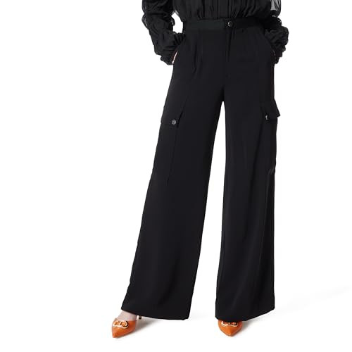DEE OCLEPPO WOMEN'S KHLOE WIDE LEG CARGO DRESS PANT W8 30235908-169 BLACK New