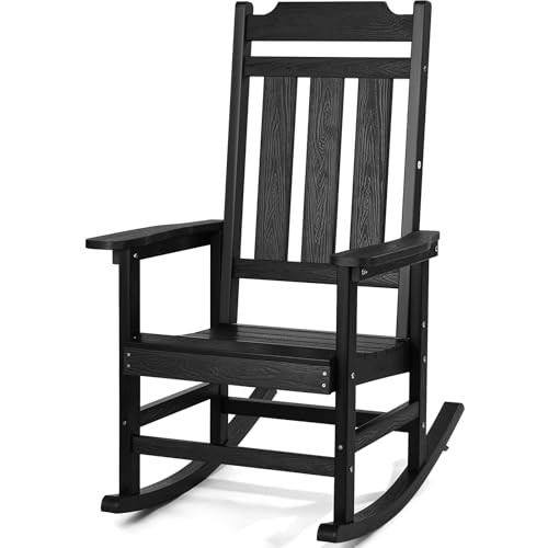 VEVOR Porch Rocker, HIPS Outdoor Rocking Chair, High Back Patio Rocking Chair