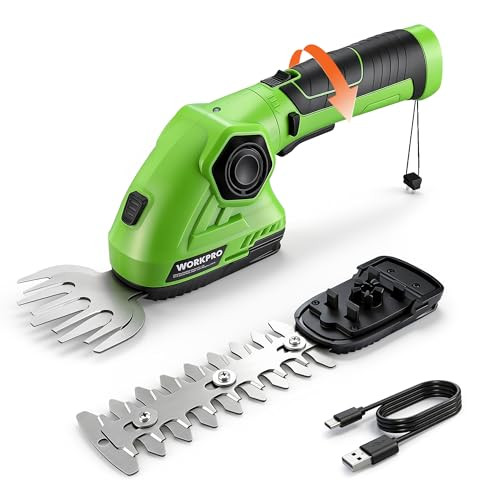 WORKPRO 7.2V CORDLESS GRASS SHEAR SHRUBBERY TRIMMER 5.5" 3.5" PLYL-98 - GREEN