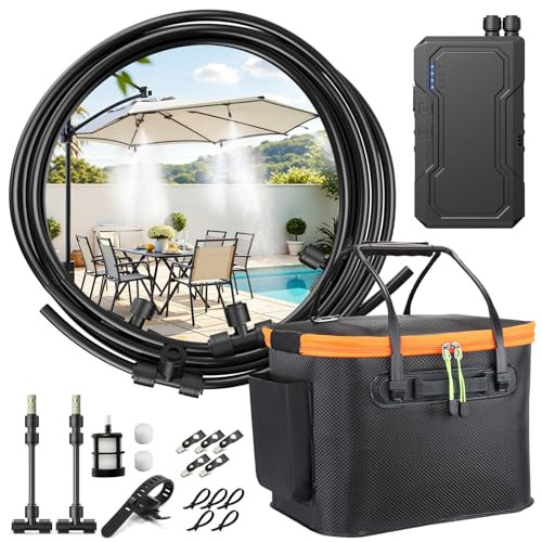 AUSIC PORTABLE MISTING SYSTEM FOR OUTSIDE PATIO, OUTDOOR WATER COOLING P81-007