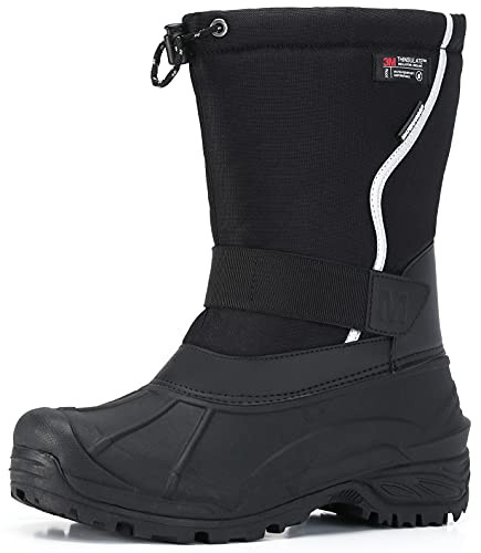 MORENDL MEN SNOW BOOTS COLD-WEATHER WATERPROOF HIKING SNOW BOOTS SIZE 10 - BLACK