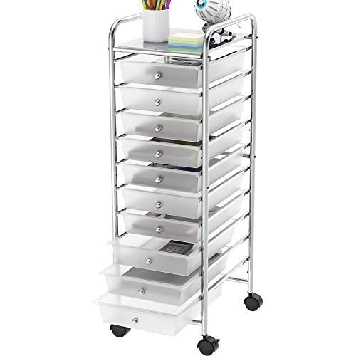 SIMPLE HOUSEWARE 10 DRAWERS ROLLING UTILITY CART ORGANIZER - CHROME