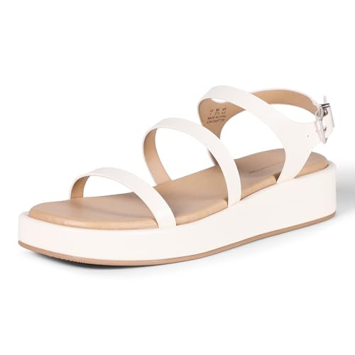 AEWM84666S25 Amazon Essentials Women's Strappy Flatform Sandals, Off-White, 6