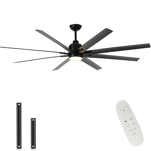 FINXIN Indoor Ceiling Fan Light Fixtures Black Remote LED 72 Ceiling Fans